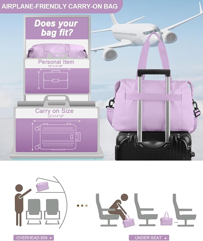 Travel Duffle Bag, Waterproof Weekender Overnight Hospital Bags for Women Men with Toiletry Bag Lightweight Carry on Personal Item Duffle Gym Bag for Travel, Airplanes, Sports