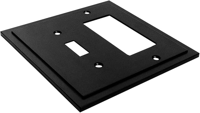 Modern Edge Decorative Wall Plate Switch Plate Outlet Cover, Durable Solid Zinc Alloy (Toggle/Decorator, Matte Black)