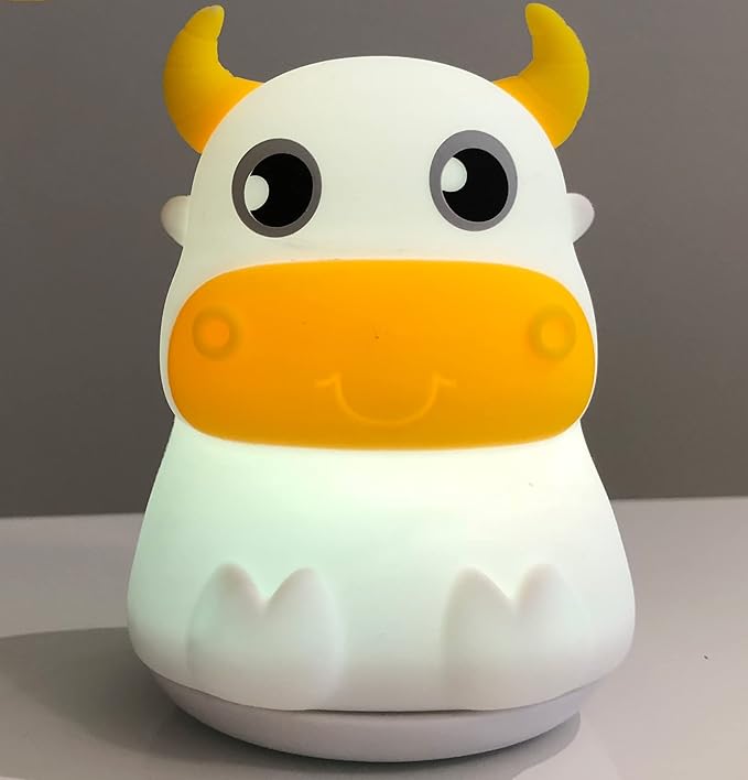 Cute Kids Night Light Night Lamp Night Lights for Kids Bedroom Toddler Baby Portable Silicone Battery Led Nightlight Nursery(Cow)