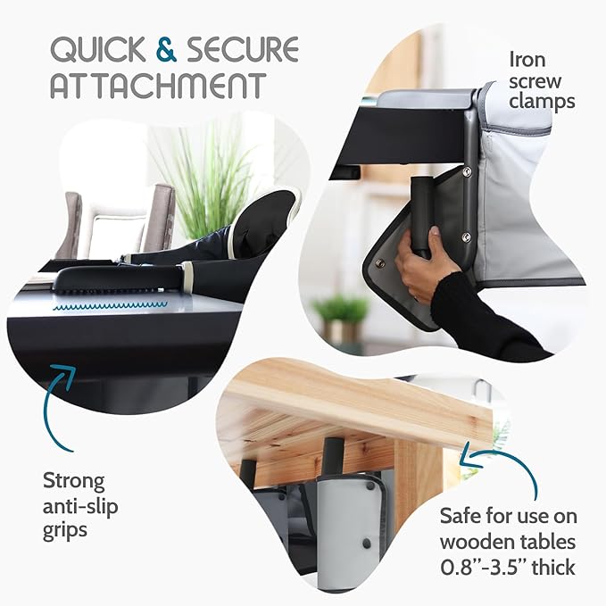 Elegant Faux Leather Hook-On High Chair for Baby - Portable Baby Seat for Eating, Travel and Table Attachment