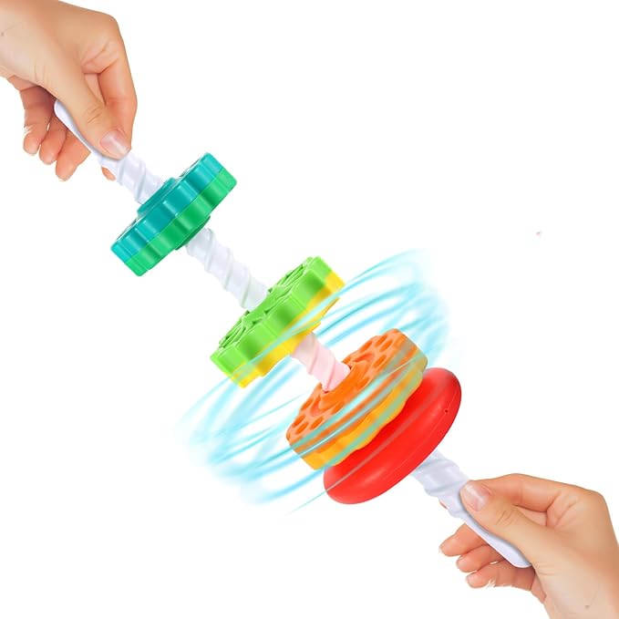 Spinning Stacking Toys - Rainbow Tower, Kids Stackable Spinning Toy, Educational Toy for Toddlers 1-3, Strong ABS Plastic, Color & Shape Recognition, Builds Sensory & Motor Skills