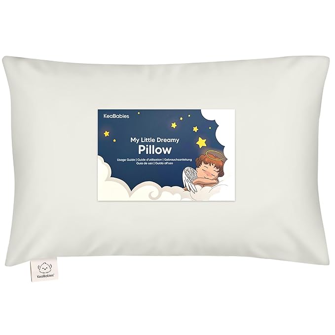 Toddler Pillow with Pillowcase - 13x18 My Little Dreamy Kids Travel Bed Pillows for Sleeping, Organic Cotton Small Pillowcase, Soft & Breathable, Machine Washable, Toddlers 2-5 Years Old (Pearl Gray)