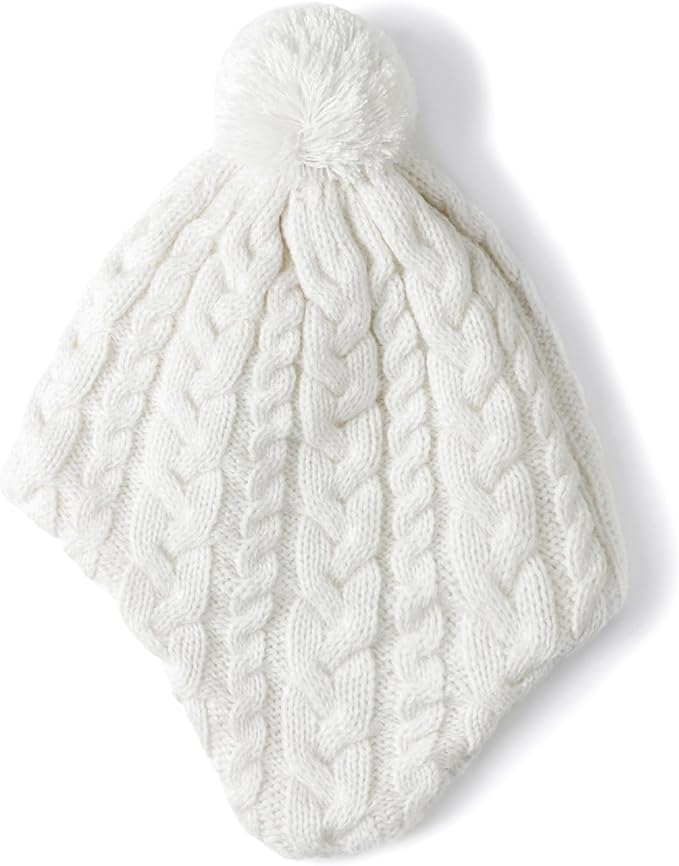 Duoyeree Kids Beanie Hat for Boys Girls Pom-pom Kint Hats Cozy Lining Winter Skull Cap