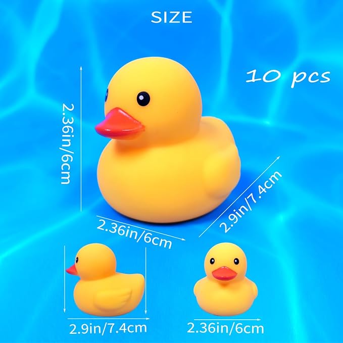 Waterproof No Squeak No Hole No Bebe Noise 10 Pcs 3 Inch Rubber Funny Yellow Ducky Duck Bath Pool Toy Without Hole for Kid Shower Bathtub Toy Birthday Party Decor Cake Topper in Bulk