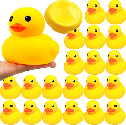 5 Inch 20 Pcs Kalafona Rubber Bathtub Duck/Duckie Waterproof No 'Bebe' No Hole Funny Bath Swimming Pool Toy Without Hole for Kids Birthday Party Favor Home Decor
