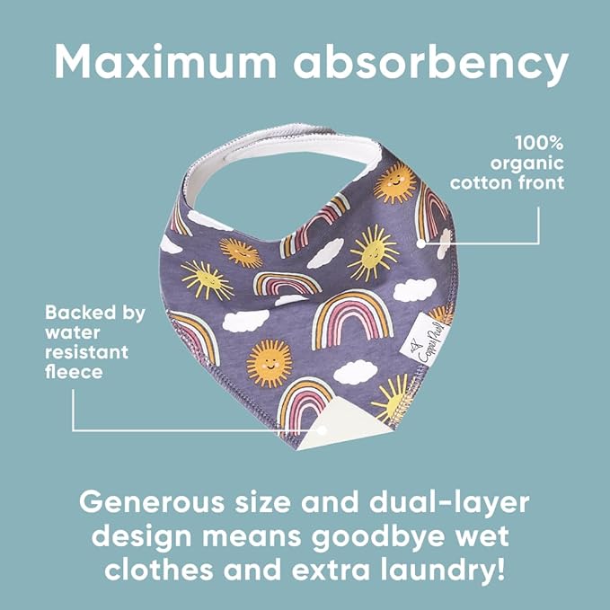 Copper Pearl 4 Pack Soft Cotton Baby Bibs for Drooling and Teething, Absorbent Drool Bibs for Baby Girl and Boy, Adjustable to Fit Newborns to Toddlers, Tons of Styles (Hope)
