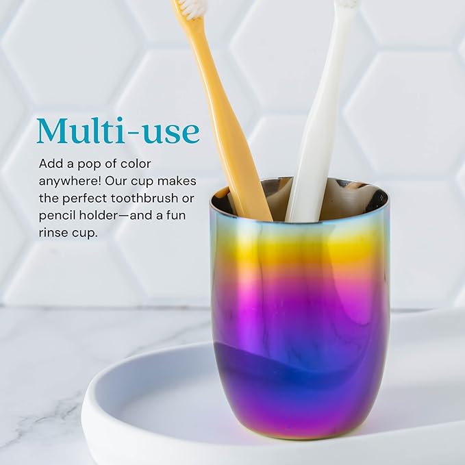 Ahimsa Stainless Steel Kids Cups - Pediatrician Designed Toddler Cup for Open Cup Training, 8oz, 100% BPA Free & Dishwasher Safe (Set of 4 Rainbow Cups)