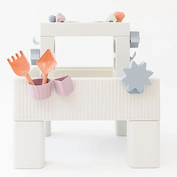 PLAYSMOL Tide Water & Sensory Table, 3-in-1 Play Sand Table with Lid, Toddlers & Kids Indoor Outdoor Activity Water Station, Ages 3+