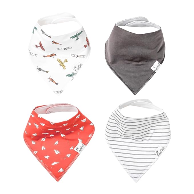 Copper Pearl 4 Pack Soft Cotton Baby Bibs for Drooling and Teething, Absorbent Drool Bibs for Baby Girl and Boy, Adjustable to Fit Newborns to Toddlers, Tons of Styles (Ace)