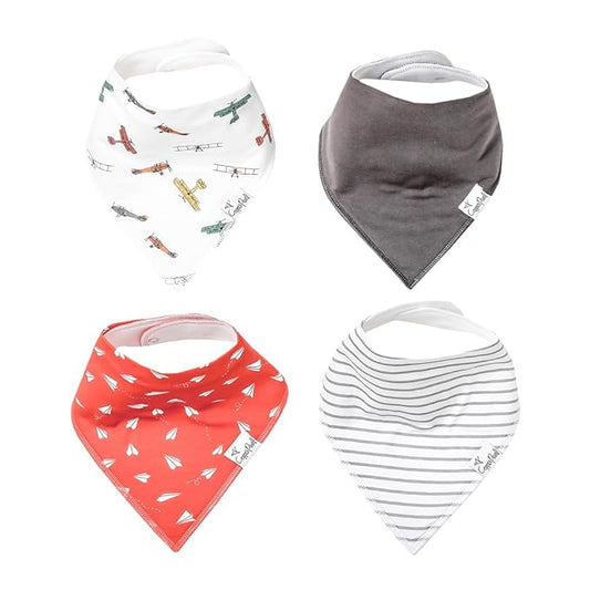 Copper Pearl 4 Pack Soft Cotton Baby Bibs for Drooling and Teething, Absorbent Drool Bibs for Baby Girl and Boy, Adjustable to Fit Newborns to Toddlers, Tons of Styles (Ace)