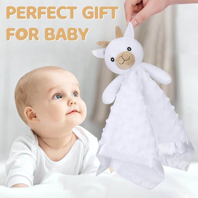 Pro Goleem Goat Loveys for Babies, Soft Security Blanket Baby Snuggle Toy Newborn Stuffed Animals Baby Gifts for Boys and Girls, 16 Inch