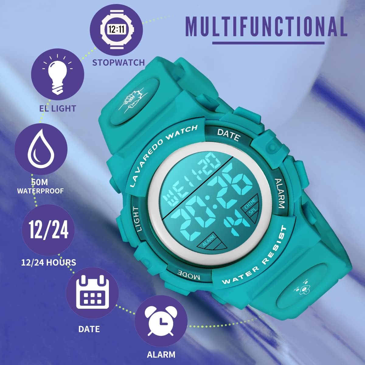 Kids Watch,Boys Watch for 3-15 Year Old Boys,Digital Sport Outdoor Multifunctional Chronograph LED 50 M Waterproof Alarm Calendar Analog Watch for Children with Silicone Band,Kids Gift
