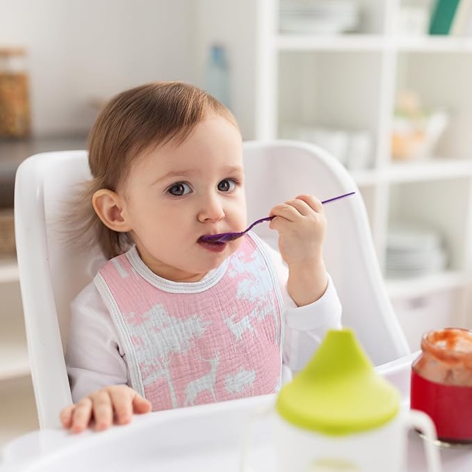 GLLQUEN BABY Muslin Drool Bibs for Boys Girls 8 Pack, Adjustable Baby Bibs for Drooling and Teething, Soft Cotton Baby Bandana Bib for Newborn Feeding Essentials (Flower)