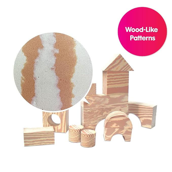 Edushape Wood-Like Soft Blocks, 30 Pieces - Nurture Imagination and Spark Creativity Toys Ideal Birthday Present - for Kids Aged 3+