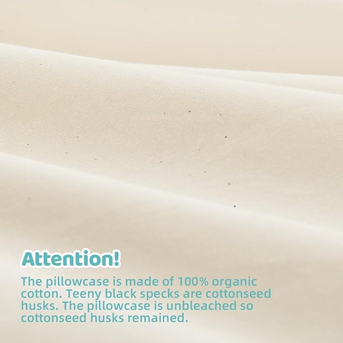 LOFE Organic Kids Pillow with Pillowcase - 16x22 Toddler Pillow with 100% Organic Cotton Shell, Adjustable Loft Youth Pillow, Machine Washable Organic plilow, Soft, Perfect for Kids&Youth&Children