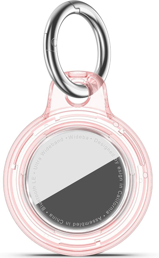 Upgrade Waterproof Airtags Holder with Apple Airtags Keychain, Hard PC Air Tag Case, Anti-Scratch & Shock Air tag Holder,Men's Women's Keyrings & Keychains, for Dog,Car Key,Luggage-Clear Pink