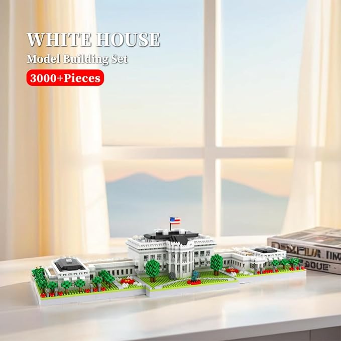 White House Micro Mini Building Blocks Sets Washington DC Architecture Building Kits Famous Landmark Model Toys Gift for Adults Kids Teens 3000 PCS