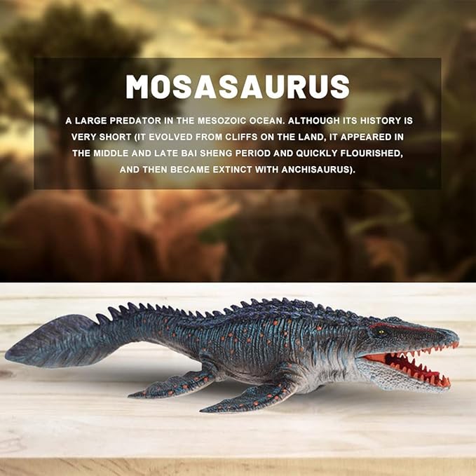 Jurassic Large Mosasaurus Dinosaur Toy Figure, 13.4" Realistic Giant Sea Monster Figurine, Educational Prehistoric Water World Ocean Creature for Model Decoration, Display, Collectors