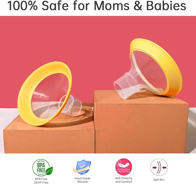 PumpMom-us 21mm Breast Shields Compatible with Medela Breast Pump Parts, Replace Flange Accessories for PersonalFit, Freestyle, Harmony, PersonalFit Flex Breast Shield
