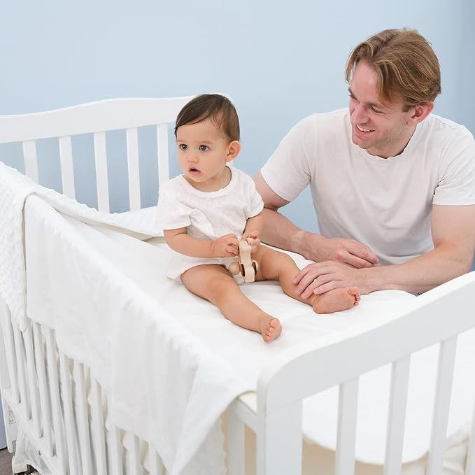 david's kids Micro Fleece Minky Baby Throw Blanket for Boys Girls Neutral with Double Layer and Soothing Raised Dots, 50x60 Inches Breathable and Soft Lightweight Receiving Blanket for Newborns White