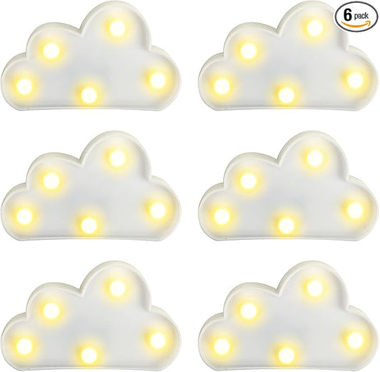 clothmile 6 Pcs LED Cloud Night Light Can Be Hung On The Wall Kids Room Room Light, Suitable for Birthday Party Holiday Decoration Baby Room Nursery Decoration (Clound-6pcs)