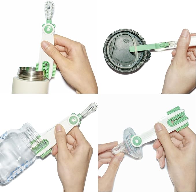 3 in 1 Cup Lid Gap Cleaning Brush Set with 3 Straw Cleaner Brush, Multifunctional Cup Cover Cleaning Brush, Small Cleaning Brushes for Nipple, Water Bottle Lid, Home Kitchen Cleaning Tools, Pack of 6