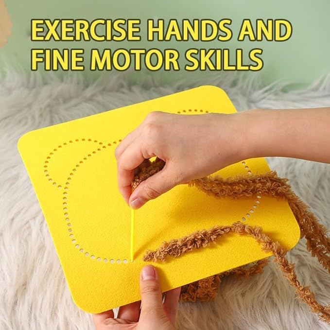 First Sewing Kit for Beginner Kids Arts & Crafts, 5 Easy DIY Embroidery Projects Animal Dolls Set, Gift for Girls, Boys, Learn to Sew