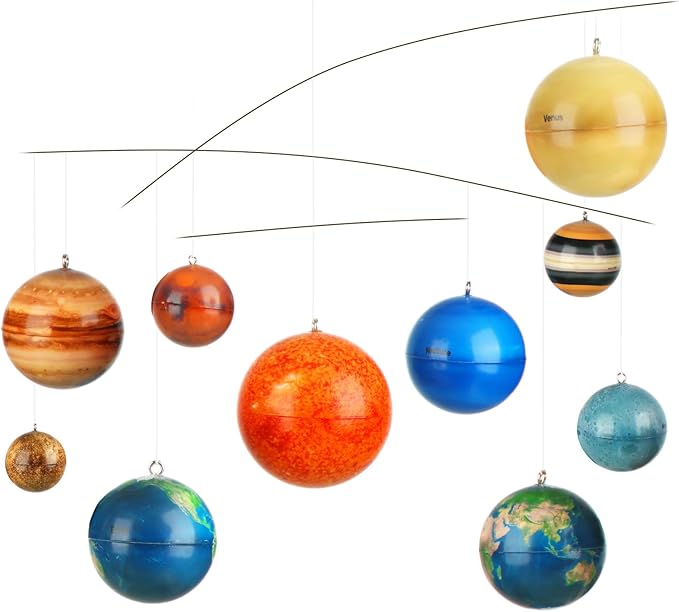 3D Solar System Mobile Hanging Planets Solar System Decor Educational Planets Model Large Space Nursery Decor for Boys Girl Space Themed Gift