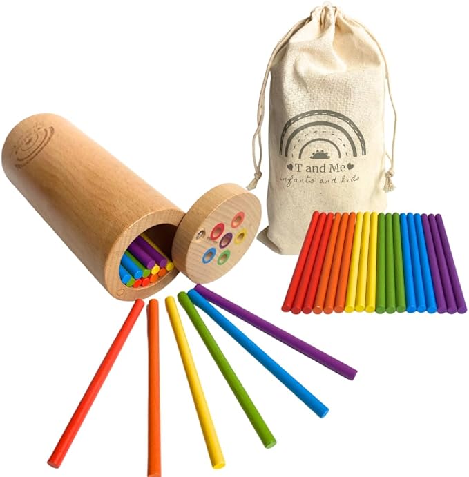 Sticks for Kids Plus Size, Montessori Toddler Toys for 1-3 Year Old, 1 Year Old Gift, Wooden Toys, Sensory Toys, Toddler Stocking Stuffer, Educational Games