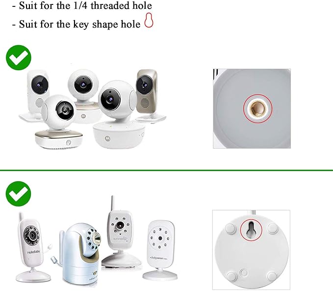2 Pack-Adjustable Angle Baby Monitor Wall Mount for Motorola, Arlo, Infant Optics DXR-8, HelloBaby, Hellobaby Babysense Monitor Camera, Perfect Angle and Easy to Install (Camera Not Included)