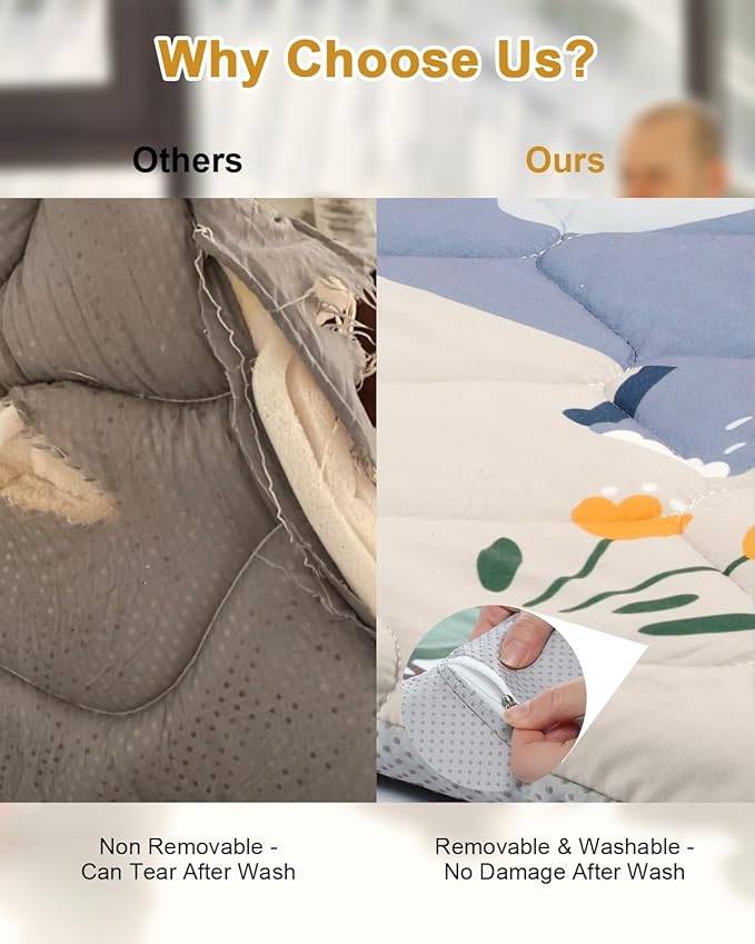 Premium Foam Baby Play Mat 47" x 47" – Removable & Machine Washable Cover, Extra Thick Padding Playpen Mat, Non-Slip Crawling Mat, Easy to Clean for Infants, Toddlers & Babies