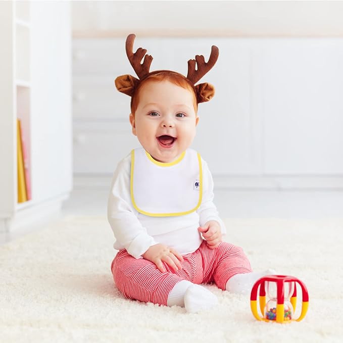 SPINFOX Waterproof Baby Bibs for Girls, Boy, Unisex Drool Bib Cotton Solid Knit Infant Feeding Bibs