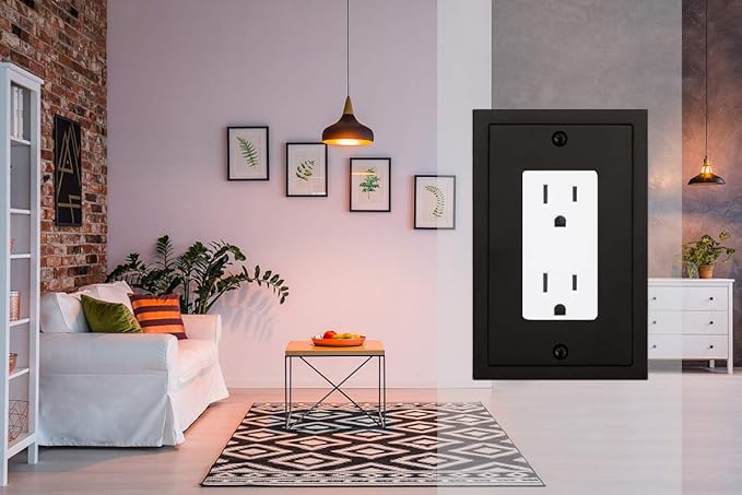 Modern Edge Decorative Wall Plate Switch Plate Outlet Cover, Durable Solid Zinc Alloy (Single Decorator 3PK, Matte Black)