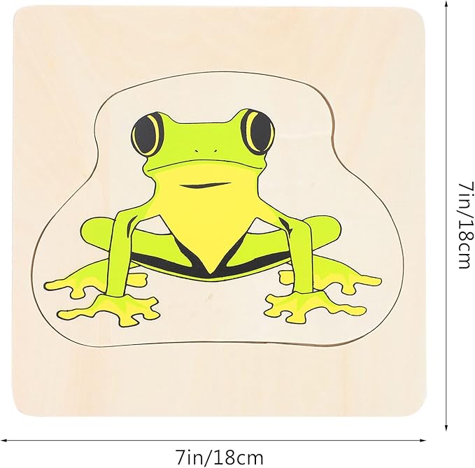 Wooden Multi Layered Puzzles, Life Cycle of Frog, Cartoon Montessori Toy DIY Puzzle Early Educational Toy Preschool Learning Game for Boys & Girls 3 Years and Above