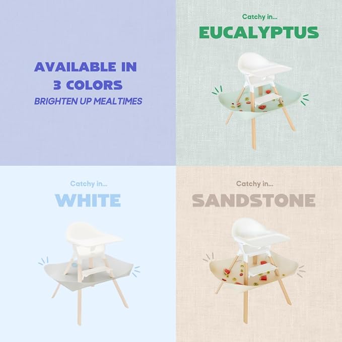 CATCHY -Food Catcher-Compatible with Stokke Clikk High Chair +11 Other High Chairs-Highchair Sold Separately-Baby & Toddler Food & Mess Catcher-Premium Linen Inspired -Under High Chair Accessory