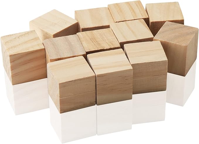 300 PCS 1 Inch Natural Wood Blocks, Unfinished Wood Cubes, Bulk Small Square Wooden Blocks for Crafts and DIY Projects