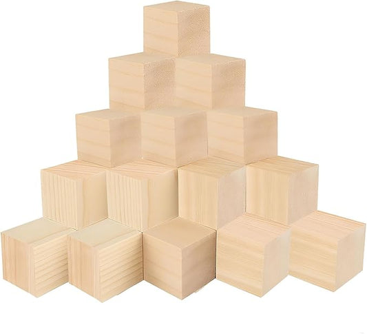 Wood Blocks for Crafts, 30 PCS 2 Inch Unfinished Wood Cubes, Natural Wooden Square Blocks, Unfinished Craft Wooden Squares for Arts and Crafts, Painting, Puzzle Making, DIY Projects