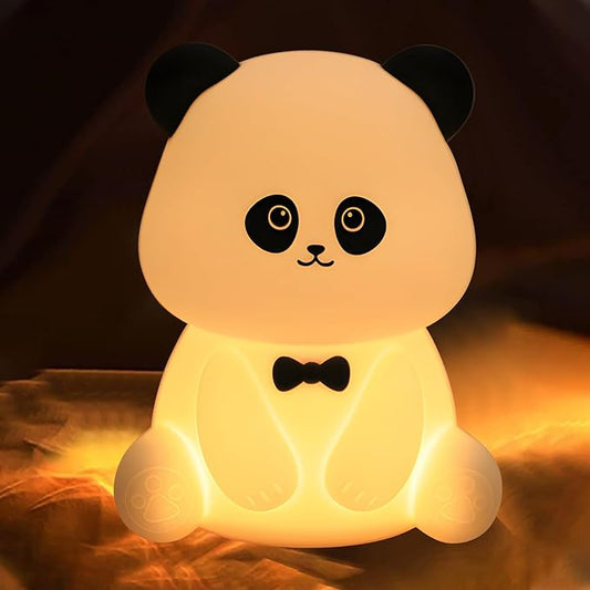 Cute Panda Night Light,Squishy Animal Nightlamp,Rechargerable Dimmable Nursery Soft Silicone Table Bedroom Lamp Portable Adjustable Lighting Bedroom Bedside Gift