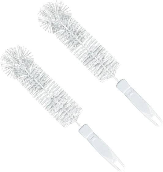 LOLA Bottle Brush Cleaner, 2 Pack, Durable Fiber Bristles Around Twisted Wire with Gripper Handle & Storage Hang Hole, Dishwasher Safe