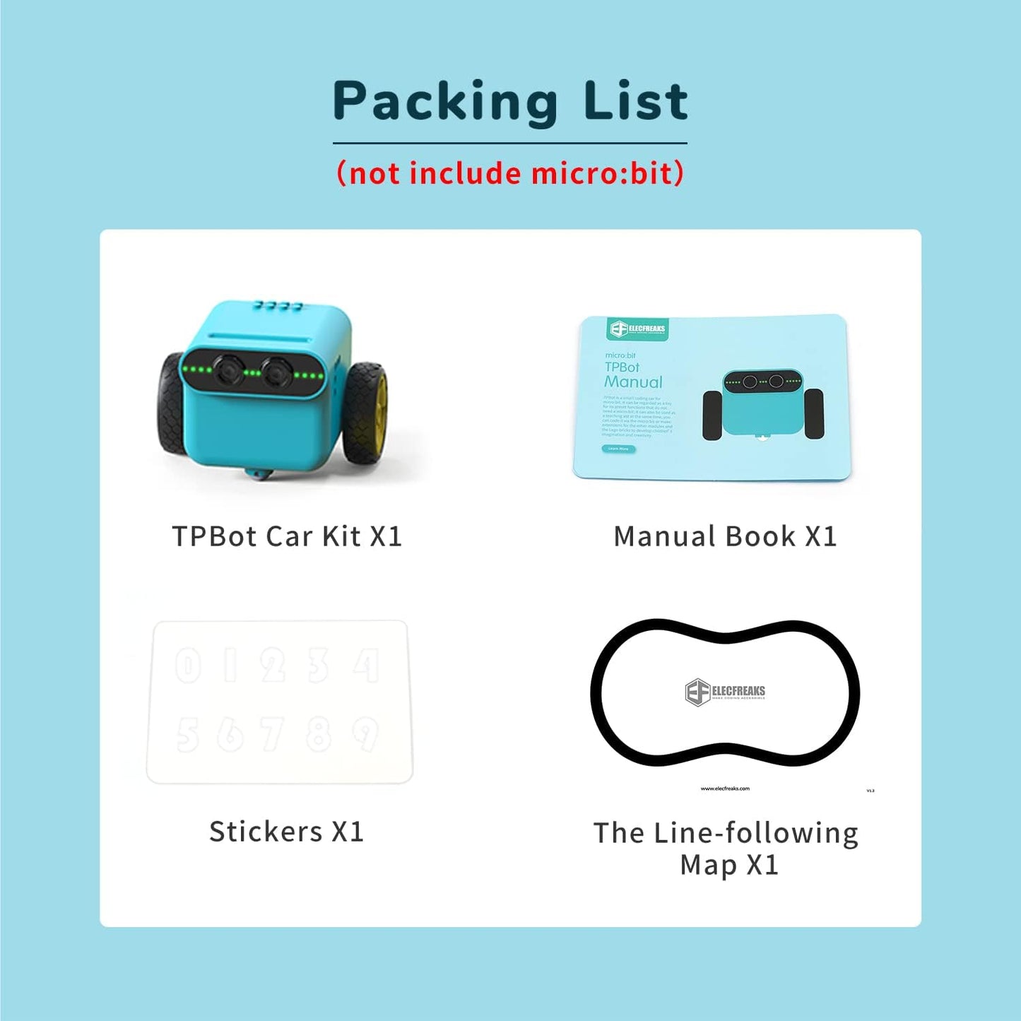 ELECFREAKS microbit TPbot Smart Coding Robot Car with 2 Modes, STEM Educational Project for School and Home, BBC Micro:bit DIY Programmable Car with Wiki Tutorial(Without Micro:bit)