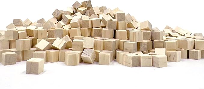 Wood Blocks for Crafts, Unfinished Wood Cubes, 1cm Natural Wooden Blocks, Pack of 300 Small Wood Square Blocks, Wooden Cubes for Arts and Crafts and DIY Projects