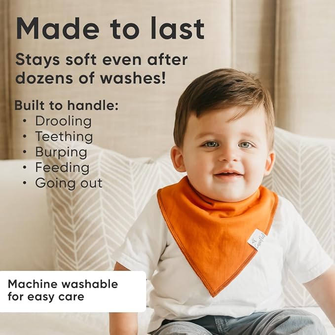 Copper Pearl 4 Pack Soft Cotton Baby Bibs for Drooling and Teething, Absorbent Drool Bibs for Baby Girl and Boy, Adjustable to Fit Newborns to Toddlers, Tons of Styles (Blaze)