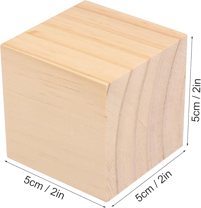50 Packs Wooden Blocks for Crafts, 2 Inch Pine Wood Cubes, Wooden Cubes for Paint, Stamp, Decorate, DIY Projects and Personalized Gifts,by GNIEMCKIN.