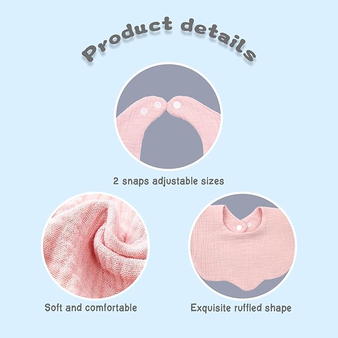 Muslin Baby Bibs for Drooling and Teething Newborn Drool Bibs for Baby Girl Boy