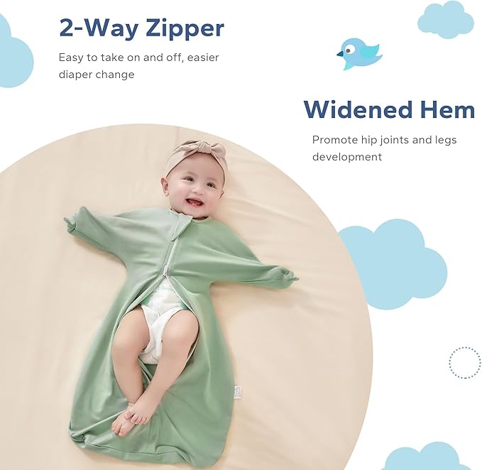 ZIGJOY Shark-Fin Transition Swaddle - 1.0 Tog Baby Sleep Sack Soft Cotton Transitional Swaddle Baby Wearable Blanket
