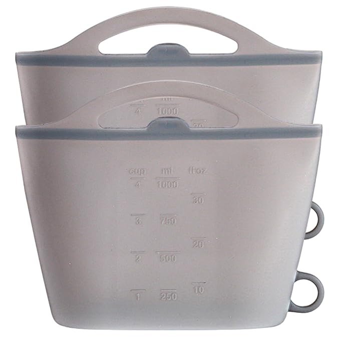 2PCS Microwave Sterilizer Bag, 1000ml Flexible Silicone Microwave Steam Bags, Hanging Leakproof Pacifier Sterilizer with Handle Bags for Baby Bottles