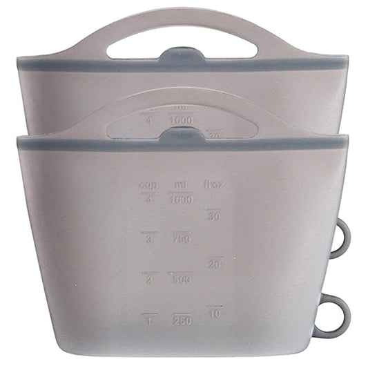 2PCS Microwave Sterilizer Bag, 1000ml Flexible Silicone Microwave Steam Bags, Hanging Leakproof Pacifier Sterilizer with Handle Bags for Baby Bottles