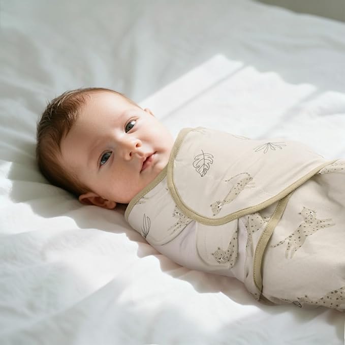Baby Swaddle Sacks, 3-Pack Newborn Organic Cotton Swaddle Wrap, Adjustable Swaddle Blankets, Nursery Swaddling Essentials for Newborn 0-3 Months, Infant Shower Items Gift (Cat & Leaves)