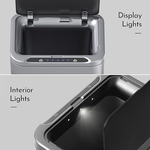 ELPHECO Stainless Steel Office Trash Can Motion Sensor Garbage Can Touchless Smart Trash Can Automatic Waste Bin for Kitchen, Office, Bathroom (Silver, 6.6 Gallons), 2AA