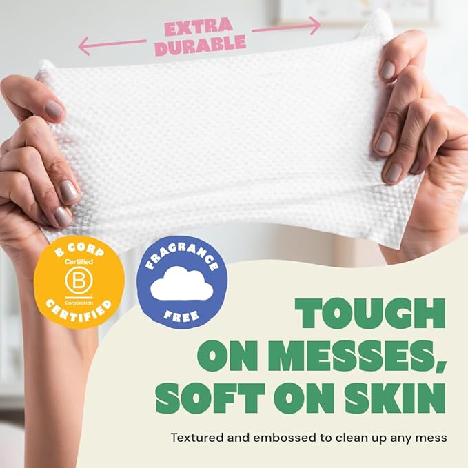 DYPER - Newborn Baby Wipes - 99.9% Water, 100% Plant-Based, Unscented & Hypoallergenic, Soft for Sensitive Skin, Plastic-Free, Skin-Friendly Ingredients - 4 Pack (224 Wipes)